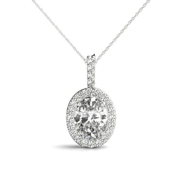 Accented Oval Halo Pendant — 10X8 MM (0.22 ct. tw.) — View 1