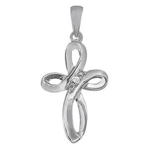 Religious Cross Pendant (0 ct. tw.) — White Gold