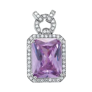 Emerald Cut Halo Color Pendent (0.47 ct. tw.) — White Gold