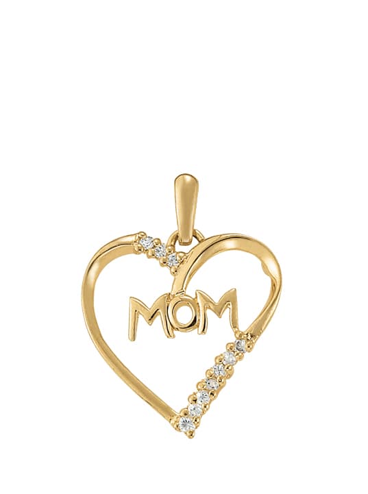 Heart Shape Mother &amp; Daughter Pendant (0.1 ct. tw.) — White Gold