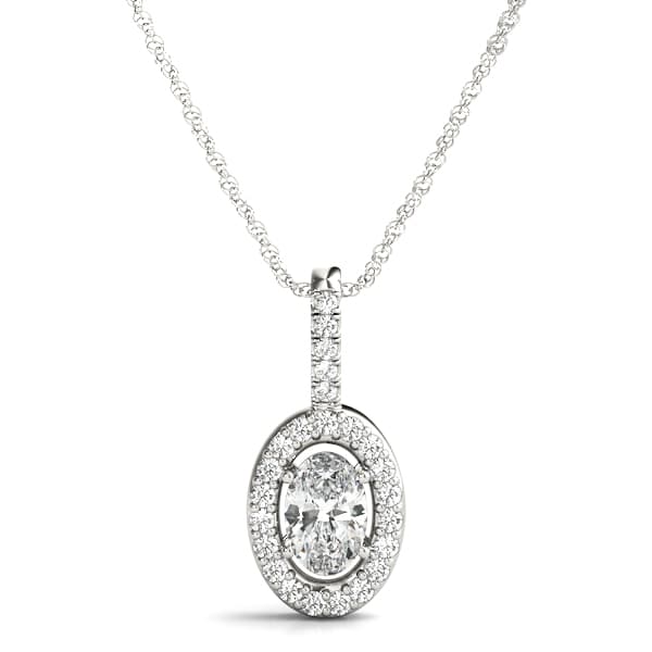 Oval Shape Halo Pendant (1/8 ct. tw.) — View 1