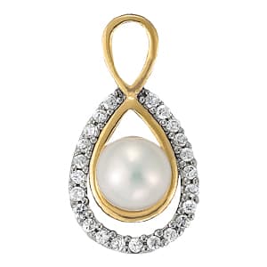 Teardrop Pearl Pendant (0.17 ct. tw.) — White Gold