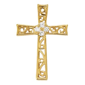 Religious Cross Pendant (1/8 ct. tw.) — White Gold
