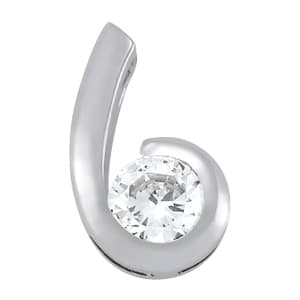Solitaire Hook Shape Pendants (32276 ct. tw.) — White Gold