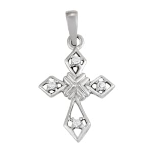 Pendants Religious Crosses (0.04 ct. tw.) — White Gold