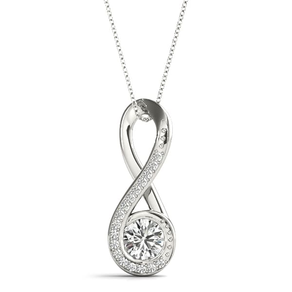Infinity Twist Accented Cluster Pendant — 1/4 CT (1/8 ct. tw.) — View 1