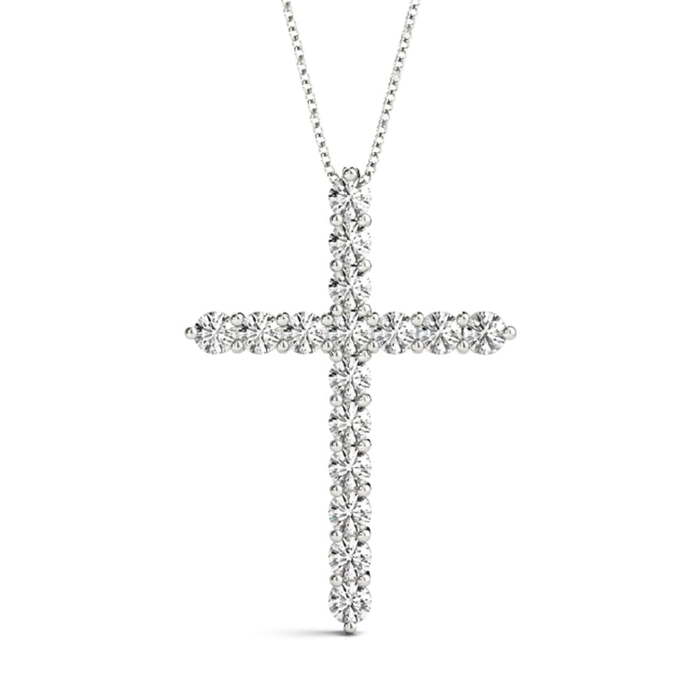Shared Prong Cross Pendants — .01 CT (0.16 ct. tw.) — White Gold