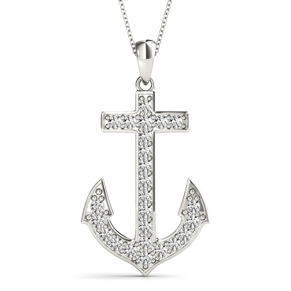 Diamond Anchor Pendant — .005 CT (1/8 ct. tw.) — View 1