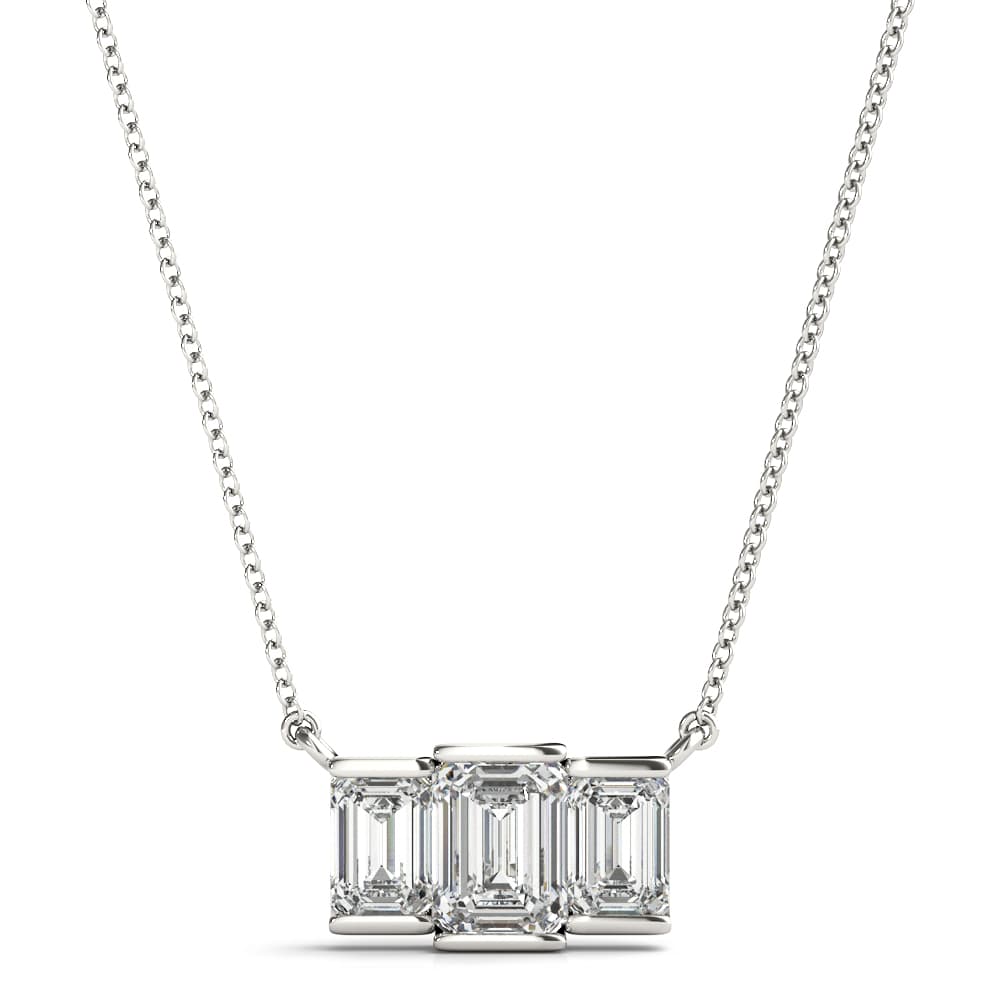 3-Stone Emerald Bar Pendants (0.6 ct. tw.) — View 1