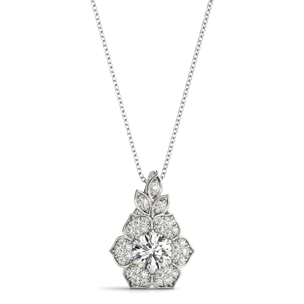 Nature Inspired Flower Halo Pendants (0.2 ct. tw.) — View 1