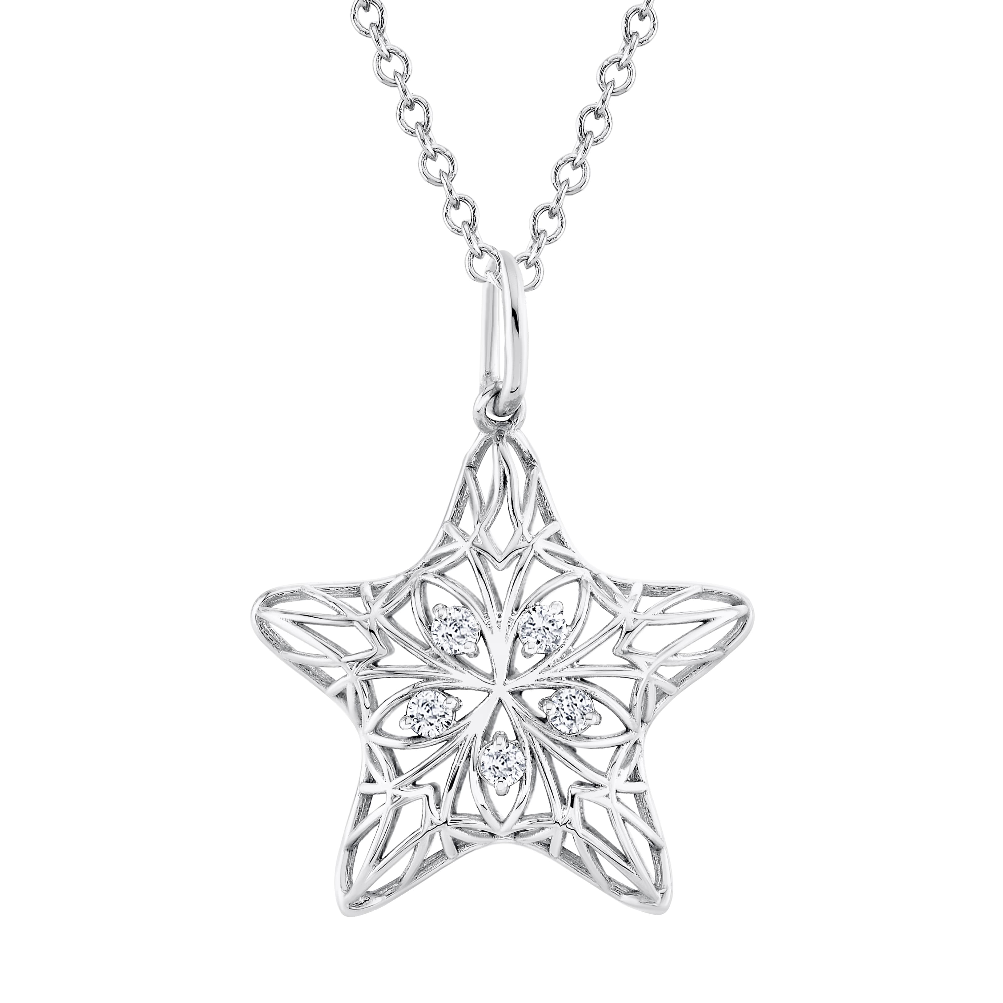 Light Weight Puffy Star Pendant — 16 MM (0.06 ct. tw.) — View 1