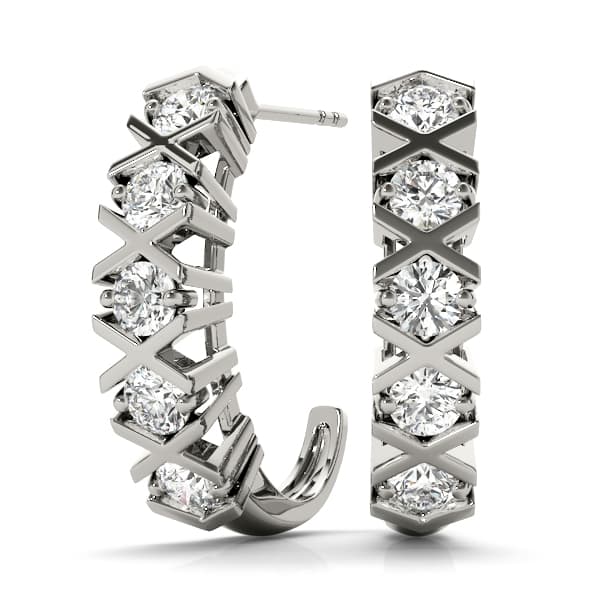 XO Style J-Hoop Earrings (2 ct. tw.) — View 1