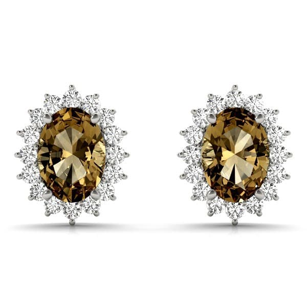 Oval Halo Earring Stud — 7 X 5 MM (3/8 ct. tw.) — View 1