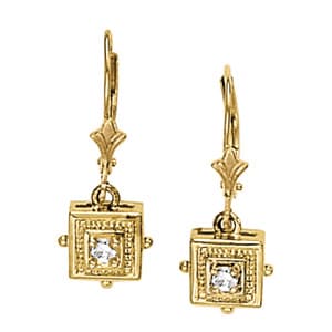 Single Stone Milgrain Earrings (40178 ct. tw.) — White Gold