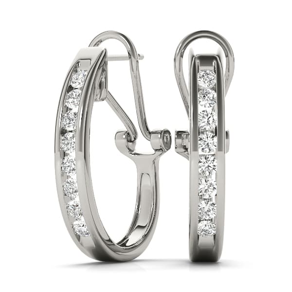 Channel Set Omega Back Hoop Earrings (4 ct. tw.) — View 1