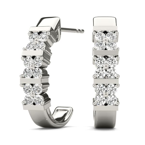 Earrings Hoop Earrings J-hoops Mat — 1/8 CT (1/8 ct. tw.) — View 1