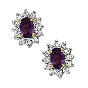 Oval Shape Floral Earrings (0.48 ct. tw.) — White Gold