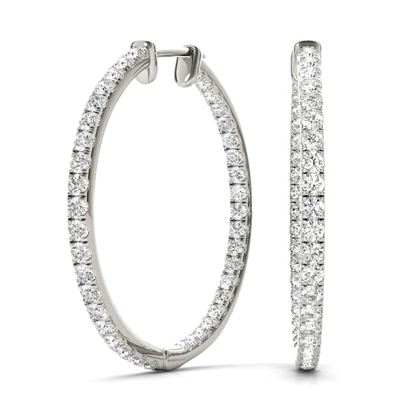Inside Outside Round Hoop Earrings — 1/3 CT (0.6 ct. tw.) — View 1