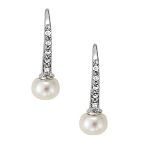 Pearl Drop Earrings (0.1 ct. tw.) — White Gold