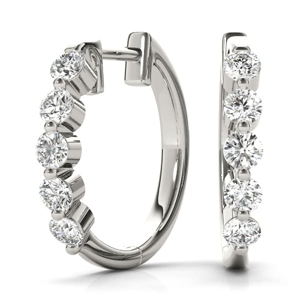 Diamond Shared-Prong Huggie Earrings (1 ct. tw.) — View 1
