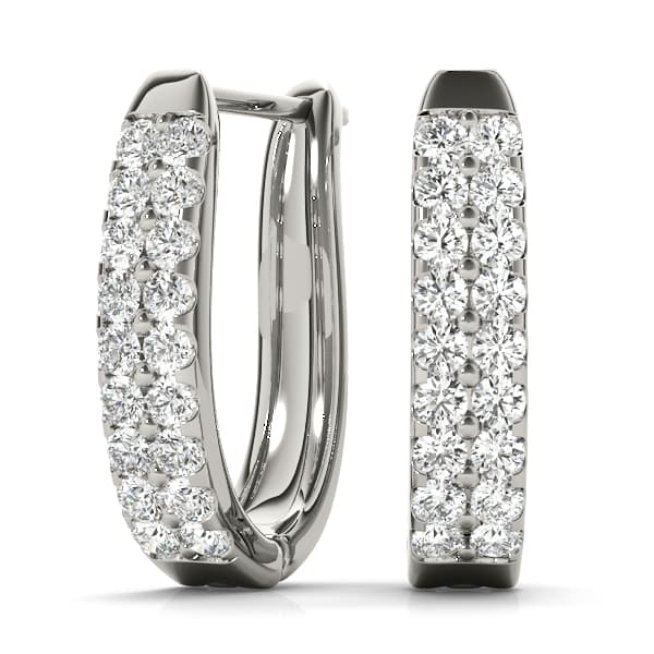 Double Row Prong Set Hoop Earrings (2 ct. tw.) — View 1