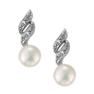 New! 6 mm Pl ctr Earrings See Com — LEFT (0 ct. tw.) — White Gold