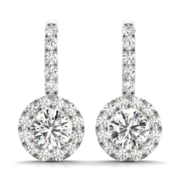 Round Halo Drop Earrings — 3/8 CT (1/3 ct. tw.) — View 1