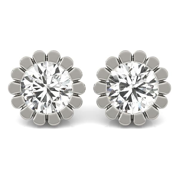 Floral Solitaire Earring Studs — 3/4 CT (3/4 ct. tw.) — View 1