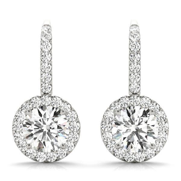 Diamond Halo Drop Earrings — 1 CT (3/8 ct. tw.) — View 1