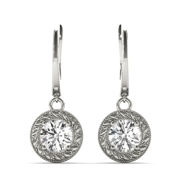 Vintage Single Stone Milgrain Filigree Earrings — 1/2 CT (1/2 ct. tw.) — View 1