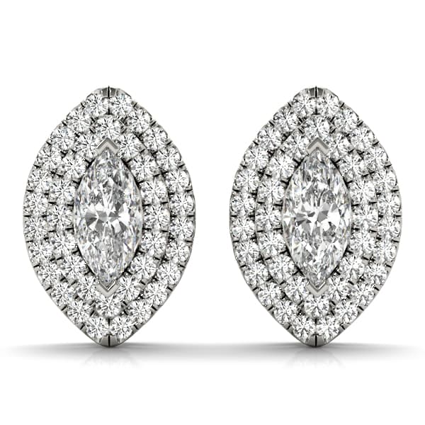 Double Halo Marquise Studs — 10X5 MM (0.58 ct. tw.) — View 1