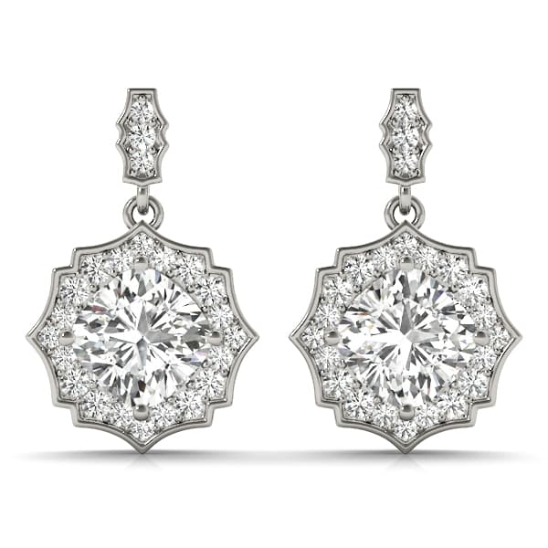 Cushion Scalloped Halo Earrings — 4.5 MM (0.21 ct. tw.) — View 1