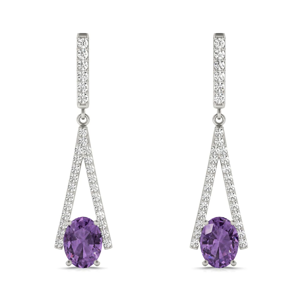 Oval Shape Drop Fashion Earrings — 8X6 MM (1/2 ct. tw.) — View 1
