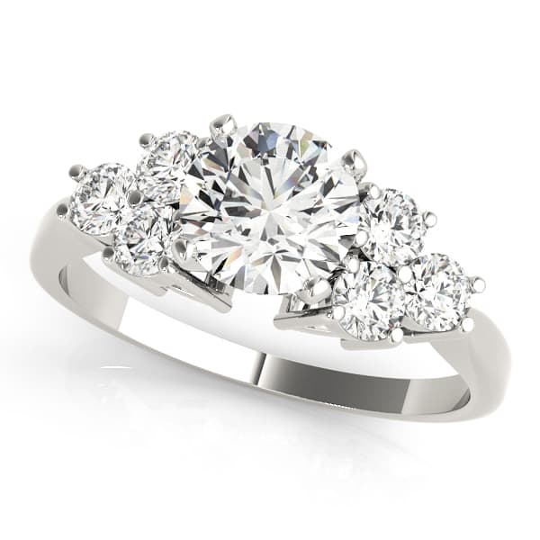 Cluster Side Peg Head Engagement Ring — style 50154 in 10k White Gold