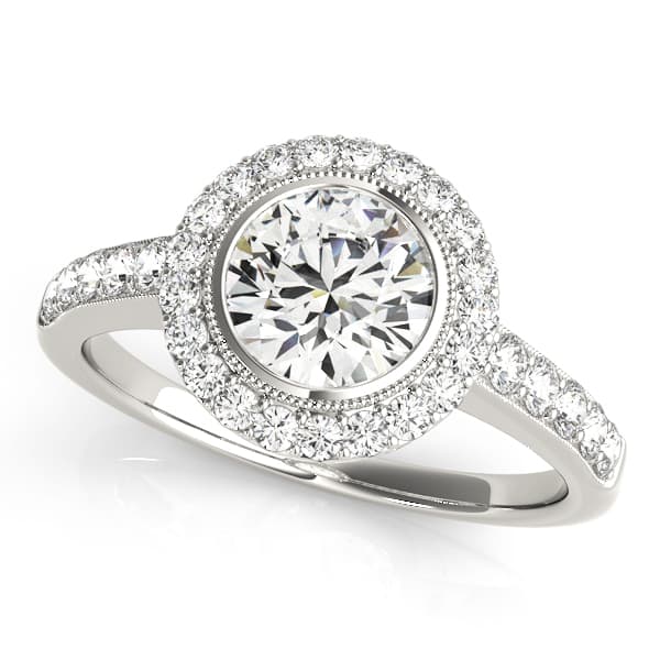 Engagement Rings Halo Round in 10k White Gold