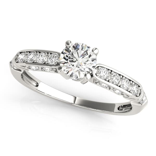 Single Row Channel Set Engagement Ring in 10k White Gold