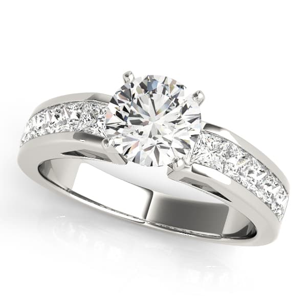Single Row Fancy Shape Princess Cut Engagement Ring — style 50317 in 10k White Gold