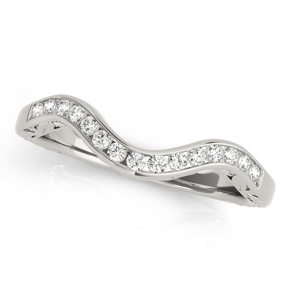 Single Row Channel Set Curved Wedding Band (1/8 ct. tw.) — View 1