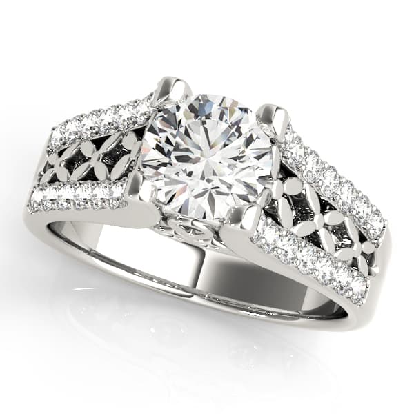 Engagement Rings Multirow in 10k White Gold