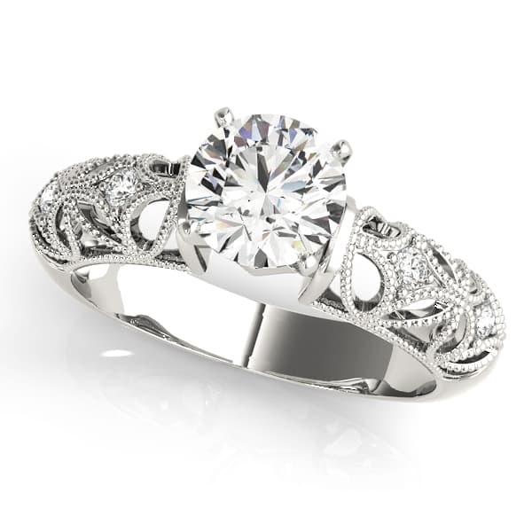 Accented Milgrain Engagement Ring — style 51280 in 10k White Gold