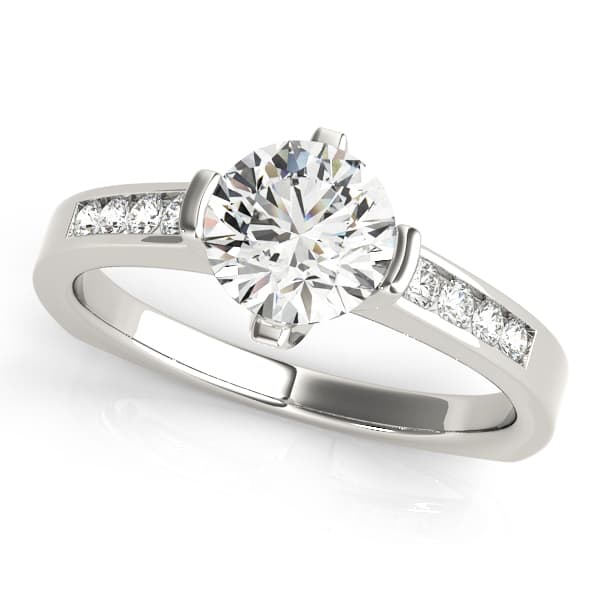 Channel Set Single Row Engagement Ring in 10k White Gold