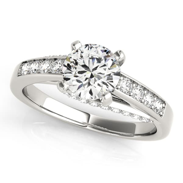 Single Row Prong In Channel Engagement Rings in 10k White Gold