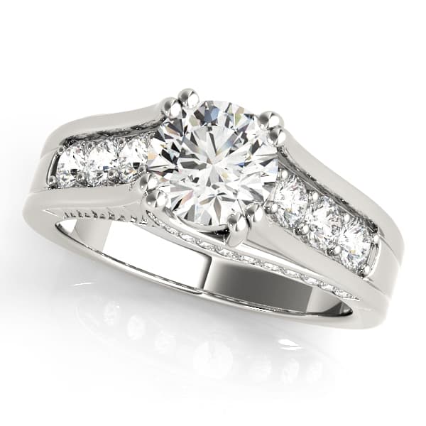 Channel Set Single Row Engagement Ring in 10k White Gold