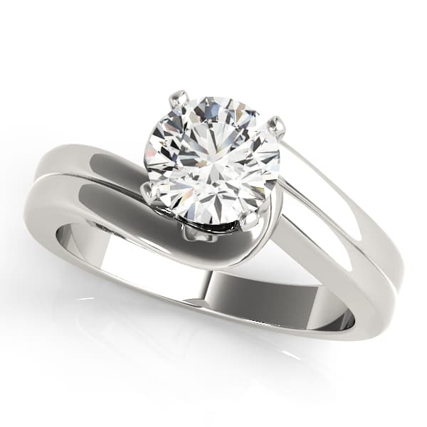 Double Band Swirl Solitaire Engagement Ring — style 50402 in 10k White Gold
