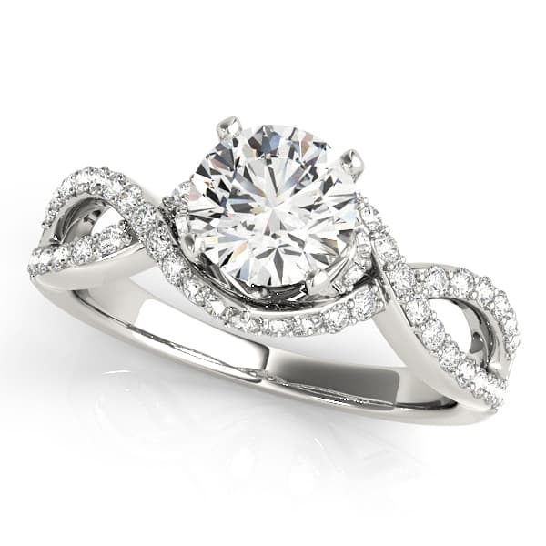 Nature Inspired Twisted Floral Engagement Ring — style 50428 in 10k White Gold