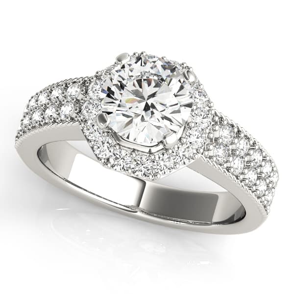 Engagement Rings Halo Round — style 50494 in 10k White Gold