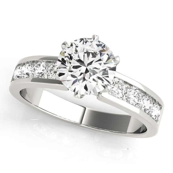 Single Row Channel Set Engagement Ring in 10k White Gold