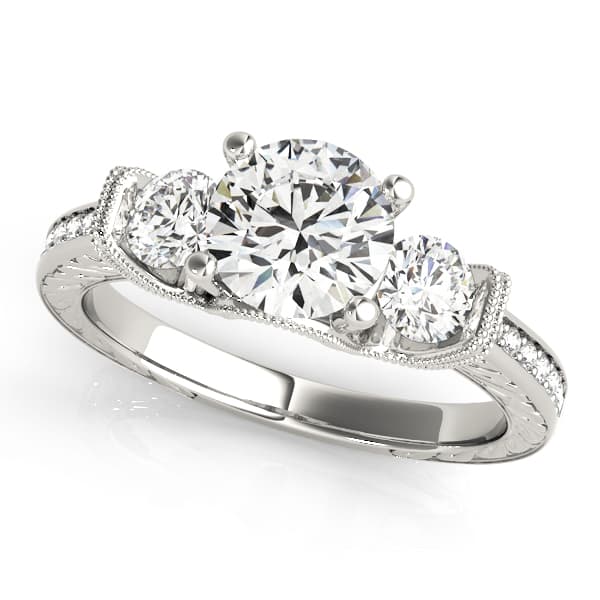 3 Stone Ring in 10k White Gold