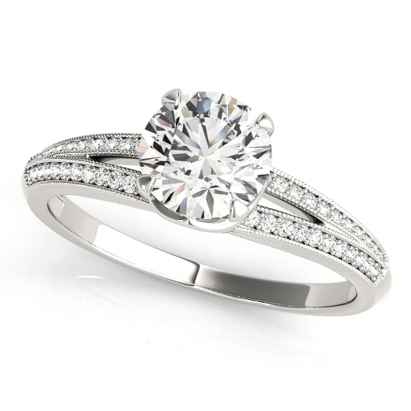 Engagement Rings Multirow in 10k White Gold