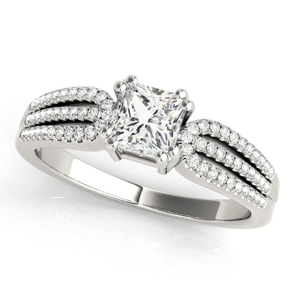 Engagement Rings Multirow in 10k White Gold